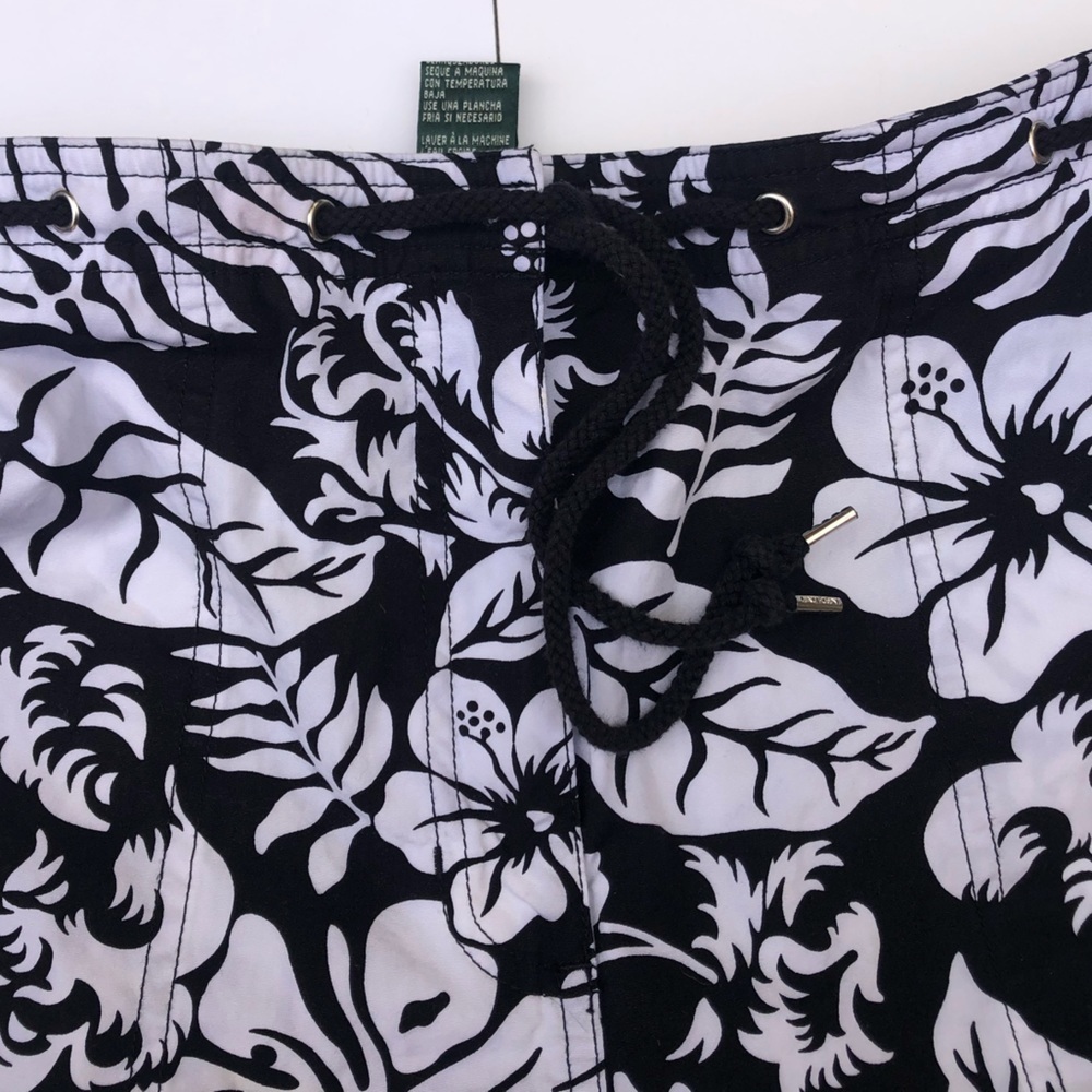 Ralph Lauren Vintage 90s Floral tropical Print Capri Pant white black - Picture 8 of 9